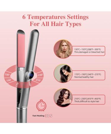 Flat Iron Hair Straightener & Curler 2 in 1 - Negative Ion Adjustable Temp for All Hair Types - Gray - Buy Online on GoSupps.com