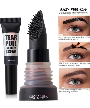 Peel-Off Eyebrow Gel - Waterproof Quick-Drying Tinted Eyebrow Mascara Long-Lasting Smudge-Proof Eyebrow Gel for Natural Thick and Voluminous Brows - Buy Online on GoSupps.com