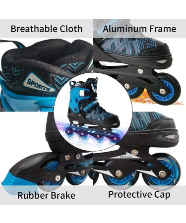 Nattork Adjustable Inline Skates for Kids Boys & Girls - Blue Black Red with Light up Wheels - Youth Blade Roller Skating for Beginners Ages 3-15 - Blue knight-1 Large (US 4-7Y) - Buy Online on GoSupps.com