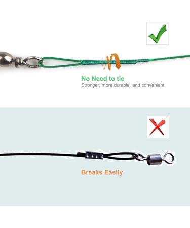 60PCS Fishing Wire Leader with Swivels and Snap - Nylon-Coated Steel Leaders for Tackle - Green (7.5, 11.7, 12.9 Inch) - Buy Online on GoSupps.com
