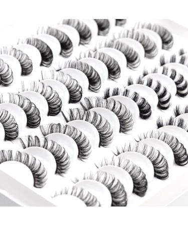 Russian Strip Lashes D Curl 20 Pairs Russian Lashes 4 Styles Strip Lashes That Look Like Extensions Mereton 13mm-18mm 3D Fluffy Curly Lashes Faux Mink Russian Volume Strip Lashes Russian Strip Lashes-Mix-20 Pairs-White - Buy Online on GoSupps.com