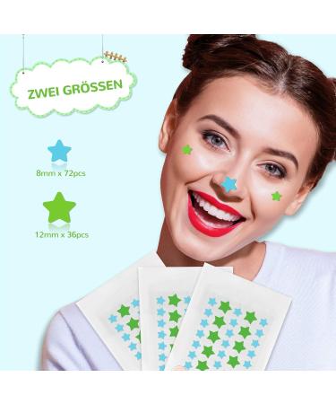 Anirui Star-Shaped Hydrocolloid Acne Stickers with Tea Tree Oil & Salicylic Acid - 108 Points 12mm & 8mm for Fast Pimple & Blackhead Treatment - Buy Online on GoSupps.com