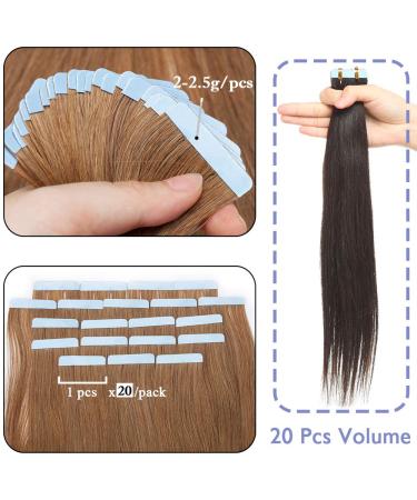 Elailite Invisible Tape Extensions - 20PCs Remy Real Human Hair 30cm 40g #06 Light Brown - Smooth Natural Look for Flawless Hair - Buy Online on GoSupps.com
