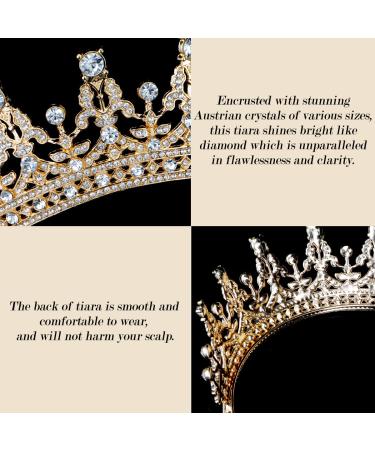 TOBATOBA Gold Tiara for Women - Rhinestone Metal Crown for Birthday, Prom, Quinceanera & Halloween Costumes | Princess Queen Headband for Mother's Day Gift - Buy Online on GoSupps.com