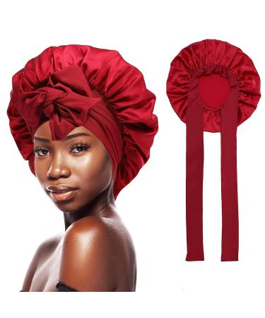 Gugugo silk hood for sleeping silk bonnet adjustable silk hood sleeping hood silk sleeping hat women satin hood satin hood silk sleeping cap red - Buy Online on GoSupps.com