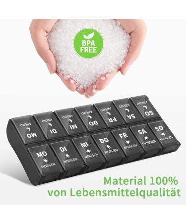 OPRET 7-Day Tablet Box | German Pill Organizer with 14 Compartments - Removable Dose & Evening Compartments | Weekly Medication Storage - Buy Online on GoSupps.com