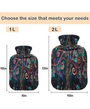 Naanle Hot Water Bottle with Flowers Tree of Life Cover | 1L Heat Bottle for Back Pain Relief & Cold Therapy | Hand & Foot Warmer - Buy Online on GoSupps.com