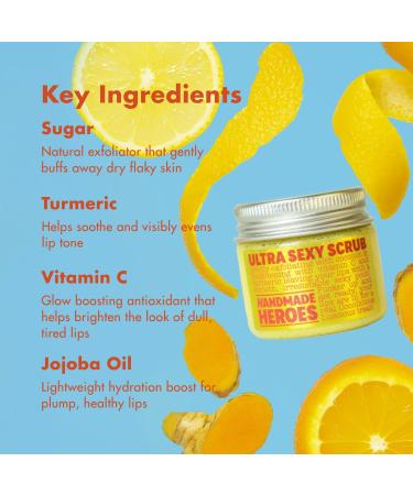Handmade Heroes Turmeric & Vitamin C Lip Scrub Set 2 Pack Natural Vegan Sugar Polish Lip Exfoliator - Brightening & Conditioning for Dark Dry Chapped Lips - Buy Online on GoSupps.com