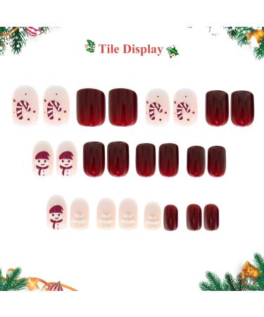 Christmas False Nails Short Press on Nails Full Cover Glossy Fake Nails with Jelly Glue Xmas Snowflake Stick on Nails Artificial Finger Manicure for Women Girls Christmas Nails Art Y6-XRJP Snowman - Buy Online on GoSupps.com