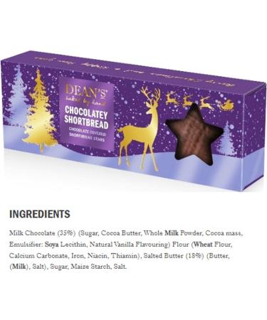 Dean's Festive Light and Crumbly All butter Shortbread Chocolatey Stars (2 x 140g) - Buy Online on GoSupps.com