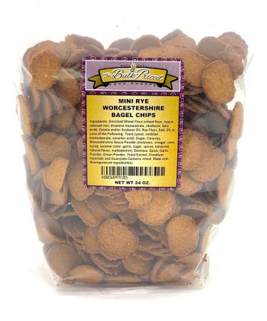 Mini Rye Worcestershire Bagel Chips, Bulk Size, (1.5 lb. Resealable Zip Lock Stand Up Bag)