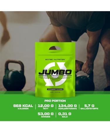 Scitec Nutrition Jumbo - High-Caloric Weight Gainer 6.6kg | Multi-Component Protein Amino Acid Matrix & Superfoods - Strawberry Flavor - Buy Online on GoSupps.com