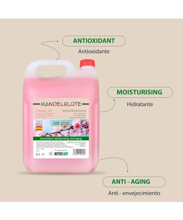 Intercabo Shower gel with almond blossom scent mild and nourishing formula 2 x 5 l canister ideal for hotels gyms spas professional moisturizing body gel - Buy Online on GoSupps.com