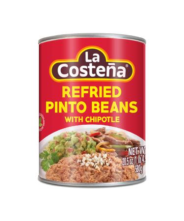 La Coste a Refried Beans with Chipotle | Rich Creamy Refried Pinto Beans with the Subtle Smokiness of Roasted Chipotle Peppers | 20.5 Ounce Can (Pack of 12)