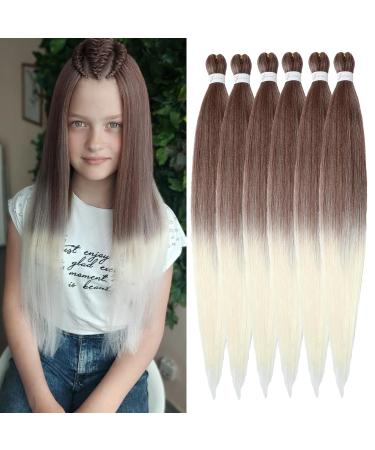 Easy Braid Pre Stretched Braiding Hair 26 Inch 6packs Natural Hair Kanecalon BraIding Hair Yaki Texture Free Hot Water Setting Braid Crochet Hair Extensions (26 Inch 30-613#) 66cm-26 inch (6 Pack) 30-613#