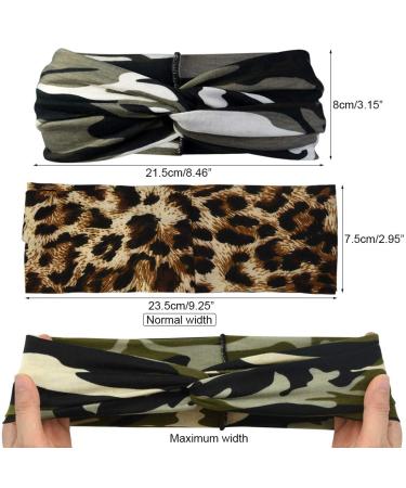 Camo Leopard Bow Headbands - 6 Pack Elastic Turban Hair Accessories for Women and Girls - Buy Online on GoSupps.com