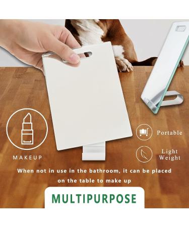 Ninewater Portable Makeup Mirror with Stand and Razor Holder - Frame-Less Handheld Design, No-Copper Mirror, Bathroom Shaving Essential with Adhesive Hooks - Buy Online on GoSupps.com