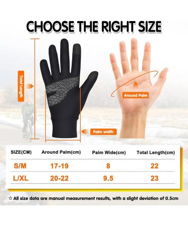 Aohan Unisex Windproof Winter Running Gloves - Touchscreen Anti-Slip Sports Gloves for Cycling Hiking Climbing Skiing | Men & Women | Black L-XL - Buy Online on GoSupps.com