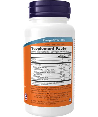 Now Foods Krill Oil & CoQ10 60 Softgels - Omega-3 Support & Antioxidant Boost - Buy Online on GoSupps.com
