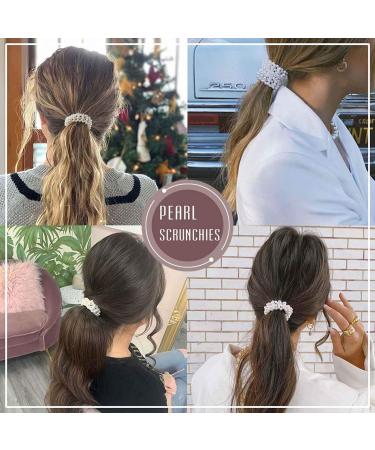 Runmi Hair Ties | 3 Pack Pearl Scrunchies & Beaded Ponytail Holders | Stylish Hair Accessories for Women & Girls - Buy Online on GoSupps.com