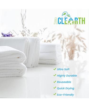 ACLEARTH White Bamboo Wash Cloths (6 pc) | Soft Face Wash Cloth Set for Sensitive Skin | Makeup Removal | 25 x 25cm | Ideal for Adults, Babies, and Kids - Buy Online on GoSupps.com