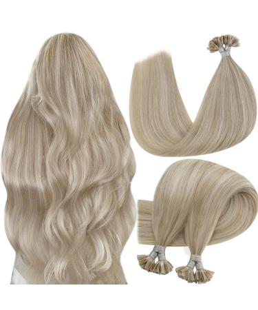 Temporarily limited discount Blond bonding extensions real hair smooth keratin bondings real hair remy bonding extensions real hair # 18/613 ash blonde with bleached blond 50g 45 cm 18 inch 2-2 # 18/613