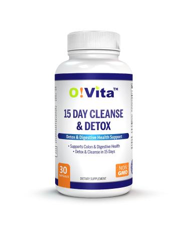O!VITA 15-Day Cleanse and Detox Supports Digestive and Colon Health Special Formula with probiotics fine Herbs Such as Senna Leaf Cascara Sagrada Bark and More! (30 Non-GMO Capsules)