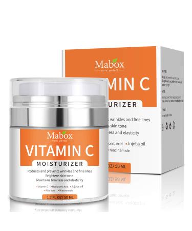 Mabox Vitamin C Moisturizer Cream with Vit E, Hyaluronic Acid, Niacinamide - Dark Spot Remover for Face & Body - Anti-Aging Formula (1.7 Fl. Oz) - Buy Online on GoSupps.com