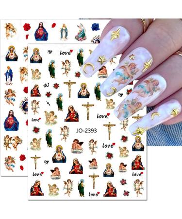Dornail Virgin Mary Nail Art Stickers - 12 Sheets | Christian Jesus & San Judas Design | 3D Self-Adhesive Decals for DIY Nail Decorations - Buy Online on GoSupps.com