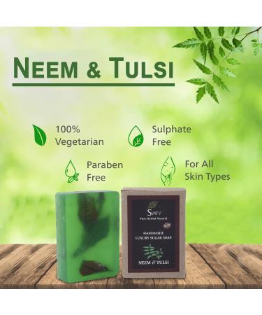 Buy SVATV Handcrafted Neem & Tulsi Soap - Natural Exfoliating Ayurvedic Herbal Soap for All Skin Types | 250g Pack (2 Bars - Buy Online on GoSupps.com