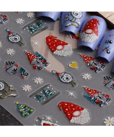 Christmas Nail Stickers 7 Sheets Self-Adhesive Nail Decal Santa Claus Gnome Tree Nail Art Decoration Design Supplies - Buy Online on GoSupps.com