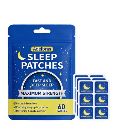 Adelbras Sleep Patches for Adults Upgraded All-Natural Ingredients Fast-Acting Melatonin & Valerian Long-Lasting Night Comfort Sleep Aids for Men & Women (60 PCS)
