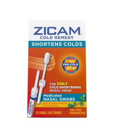 Zicam Cold Remedy Nasal Swabs with Cooling Menthol  Eucalyptus 20 Count (Pack of 1)
