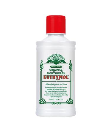 Euthymol Mouthwash Original 500ml Sans Fluor Go t Intense R duit la Plaque Dents et Gencives Saines Rafra chit l Haleine Soin Buccal Quotidien