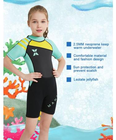DIVE & SAIL Kids 2.5mm Warm Wetsuit One Piece UV Protection Shorty Suit Green XL - Buy Online on GoSupps.com
