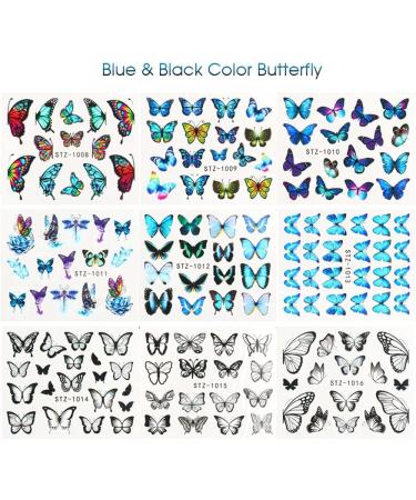 DIY Self-Adhesive Nail Decor Blue/Black Water Decals Transfer Nail stickers Butterfly-shape Nail Art(3) Style 03 - Buy Online on GoSupps.com