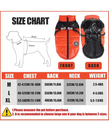 Winter Dog Jacket - Waterproof Windproof Reflective & Warm Coat for Small & Medium Dogs - Orange Size M - Buy Online on GoSupps.com