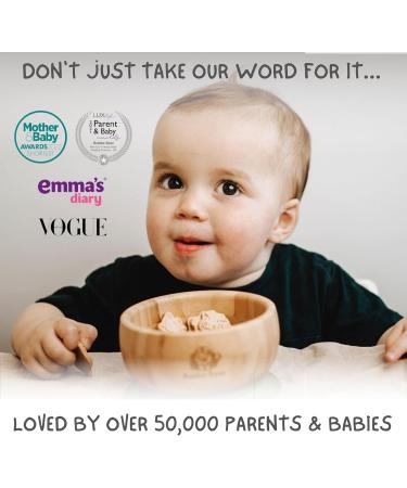 Bubba Bear Baby Bamboo Suction Bowl Plate & Spoon Set - Toddler Feeding Guide Included - Buy Online on GoSupps.com