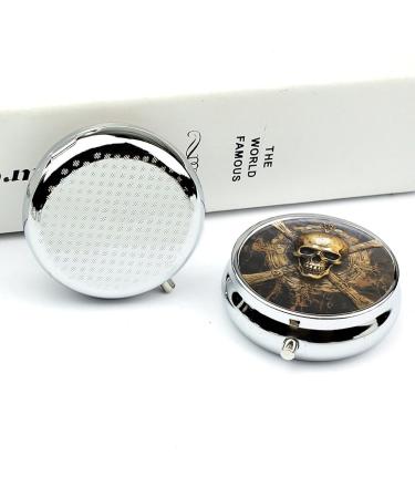Skull Metal Pirate Pill Box - Stylish 3 Compartment Travel Organizer for Vitamins & Medication - Compact Pill Case for Purse & Pocket - Buy Online on GoSupps.com