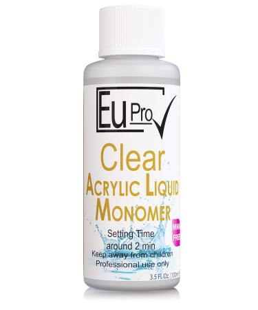 Clear Acrylic Nail Liquid Monomer Salon Nails 100ml requires powder to work EMA (MMA Free)