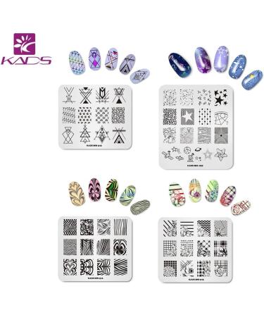 KADS Nail Art Stamping Plates - 4pcs Pattern Stamp Templates for Salon Designs - Buy Online on GoSupps.com