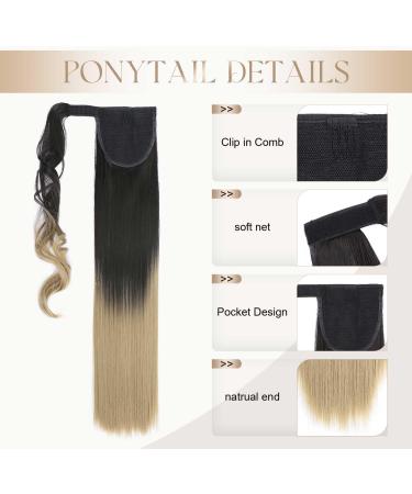 S-noilite Trendy 23 Straight Wrap Around Ponytail Clip in Hair Extension - Dark Brown to Ash Blonde (23 Inch) | Long Popluar Style - Buy Online on GoSupps.com
