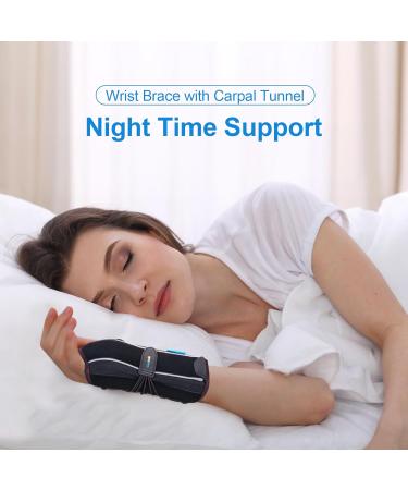 Carpal Tunnel Wrist Brace Night Support - Left Hand Splint & Compression Sleeve for Pain Relief | Tendonitis & Arm Stabilizer - Buy Online on GoSupps.com