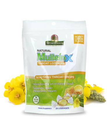 Nature's Answer Mullein X Respiratory Soothing Throat Lozenges 24 Count Alcohol Free Herbal Cough Support with Mullein Marshmallow English Ivy & Honey Non GMO Gluten Free