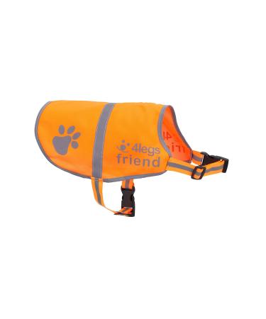 Orange Safety Reflective Lightweight Vest with Leash Hole 5 Sizes - Snap Lock Buckle Straps, High Visibility for Outdoor Activity Day and Night, Keep Your Dog Safe from Cars & Hunting Accidents Medium Orange