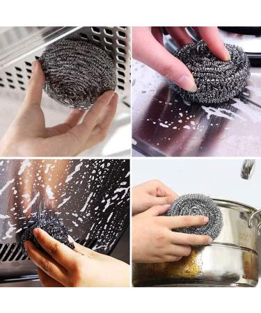 DTTang Kitchen Stainless Steel Sponge Scrubber Set-Metal Scouring Pad-Kitchen Washing Tools 12 Stainless Steel Wire Washing Balls.(2with Handle) - Buy Online on GoSupps.com
