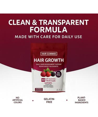 Vivikig Lumin Hair Growth Gummies Daily Hair Nourishment with Biotin Collagen & Botanical Extracts Supports Thicker Stronger & Healthier-Looking Hair Mixed Berry Flavor 60 Gummies (2) - Buy Online on GoSupps.com