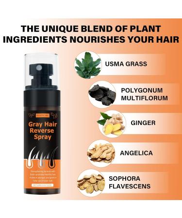 Herbal Gray Hair Reverse Spray | Smoothing Darkening & Growth Serum for Thinning Hair | Polygonum Multiflorum Conditioner for Men & Women - Buy Online on GoSupps.com