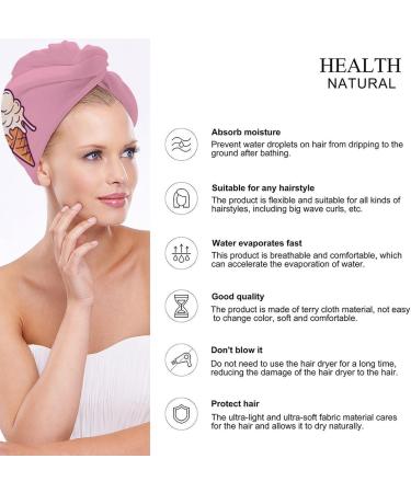 Melting Ice Cream Balls Microfiber Hair Towel Wrap | Super Absorbent Hair Turban for Women (10 x 26 ) - Ideal for Quick Drying & Comfort - Buy Online on GoSupps.com