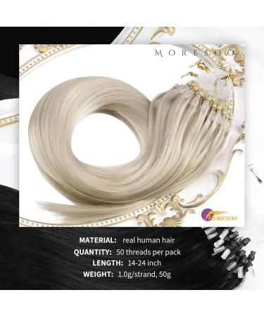 Moresoo Microring Extensions - Real Hair Blond 1g 40cm - Remy Platinum Blonde #60 - Invisible Cold Fusion Hair Extensions - Buy Online on GoSupps.com